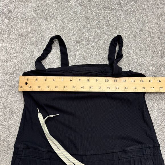 Vuori Ribbed Knit Wide Leg Jumpsuit Womens Large Navy Blue Elastic Drawstring - Picture 12 of 16